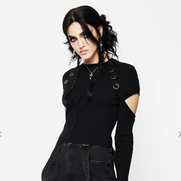 Disturbia Tops - Captive Hardware Cut Out Rib Sweater